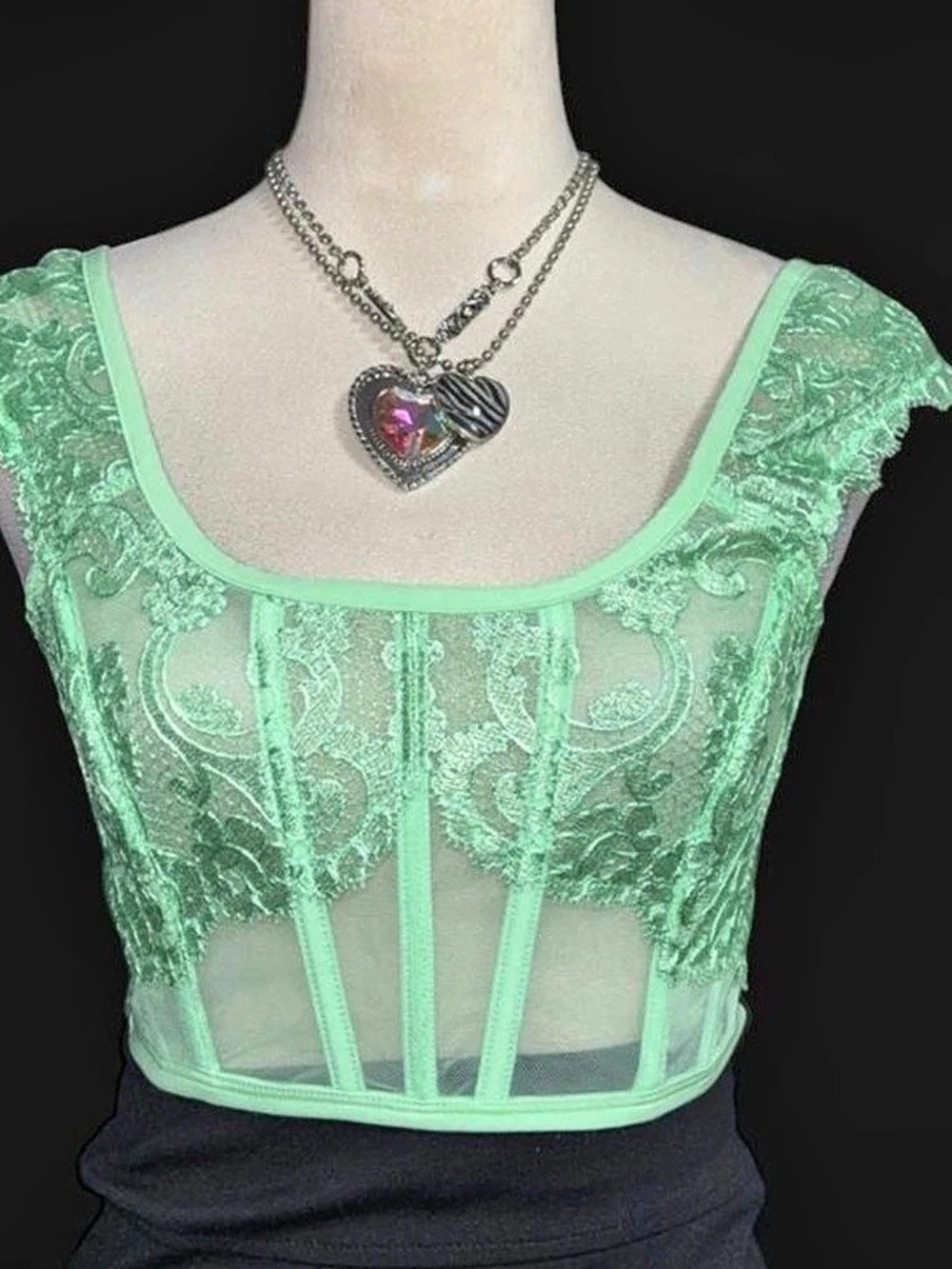Victoria'Small Secret Dream Angels Lace Corset Top Floral Bodysuit Small new